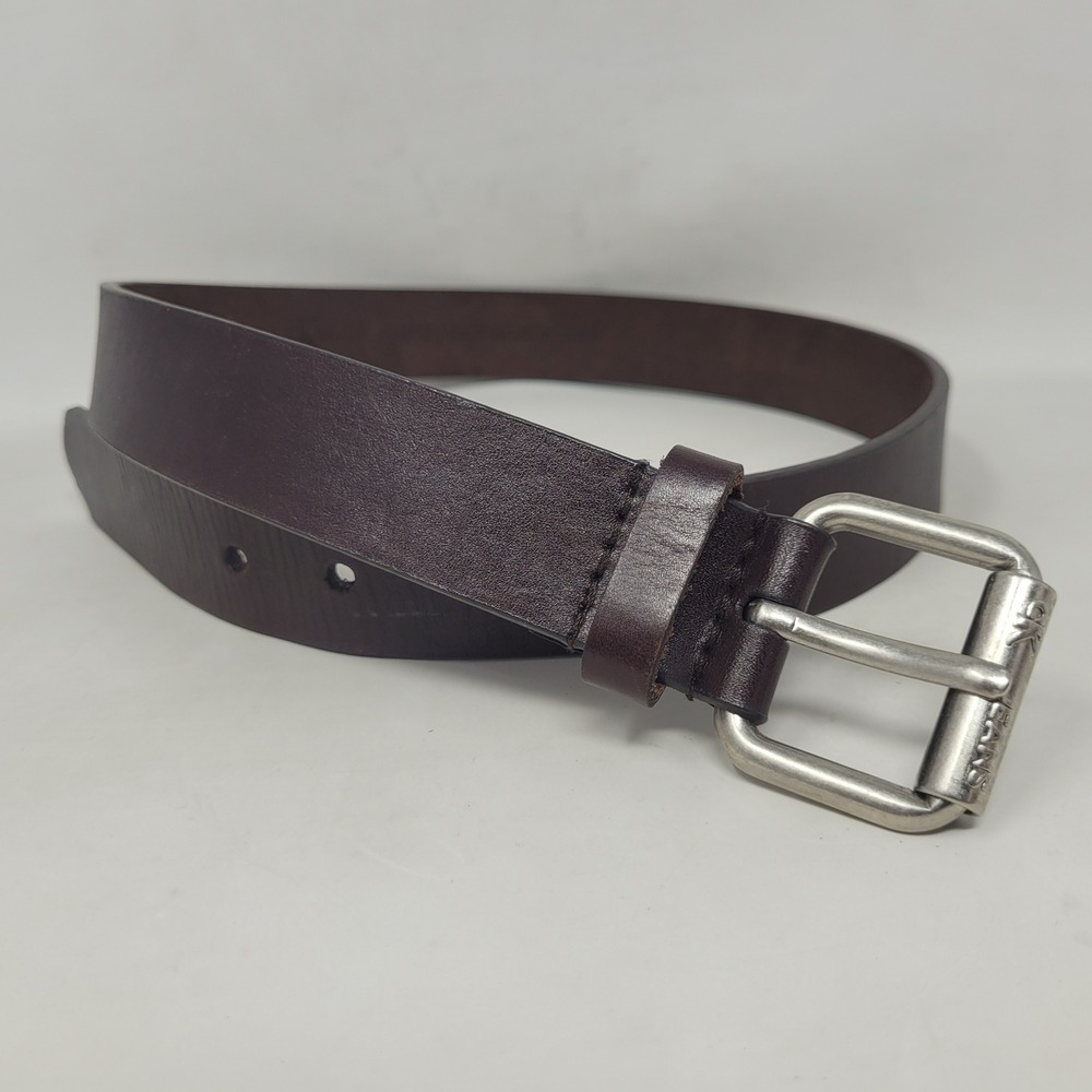 Calvin Klein Jeans Belt Small Brown Leather Silver Buckle Minimalist 90s Y2K